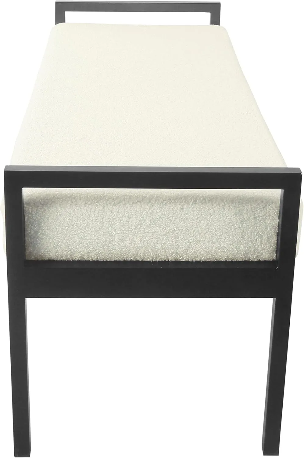 HomePop Modern Metal Bench|Bench for Living Room & Bedroom | Decorative Home Furniture -Sherpa Cream