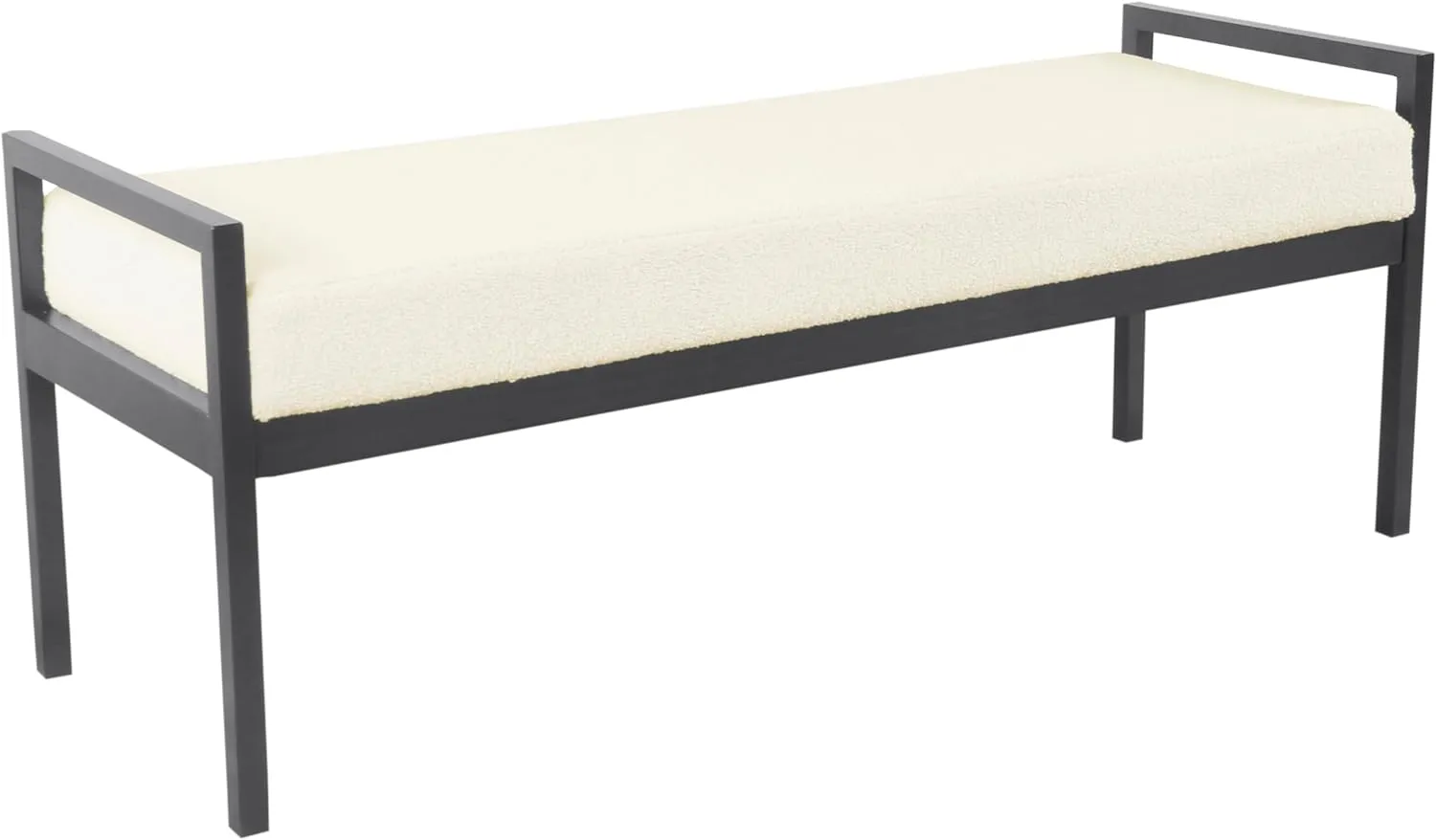HomePop Modern Metal Bench|Bench for Living Room & Bedroom | Decorative Home Furniture -Sherpa Cream