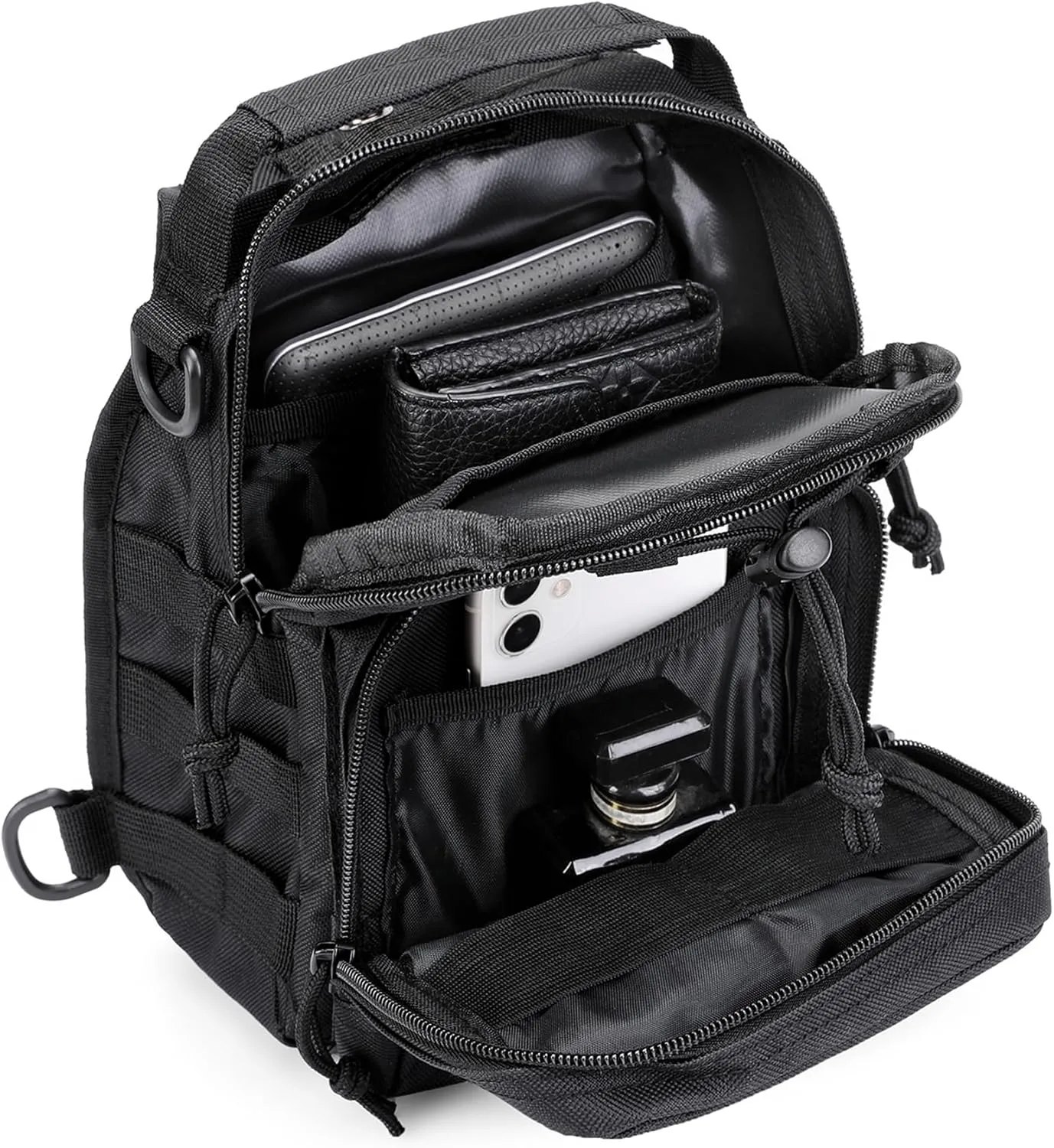 HOW'ON Hunting Backpack Waterproof Sling Shoulder Bag Small Carry Pouch Black