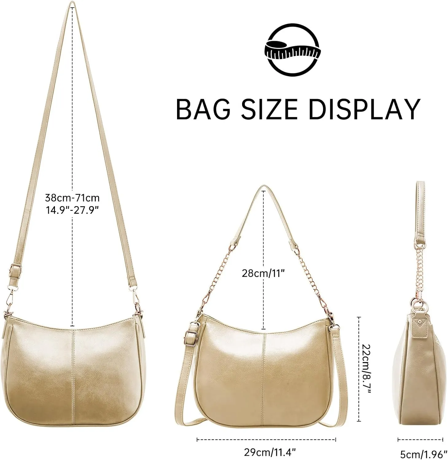 HUA ANGEL Crossbody Bags for Women Vegan Leather Tote Shoulder Bag with Two Strap Ladies Fashion Travel Shoulder Hobo Handbag