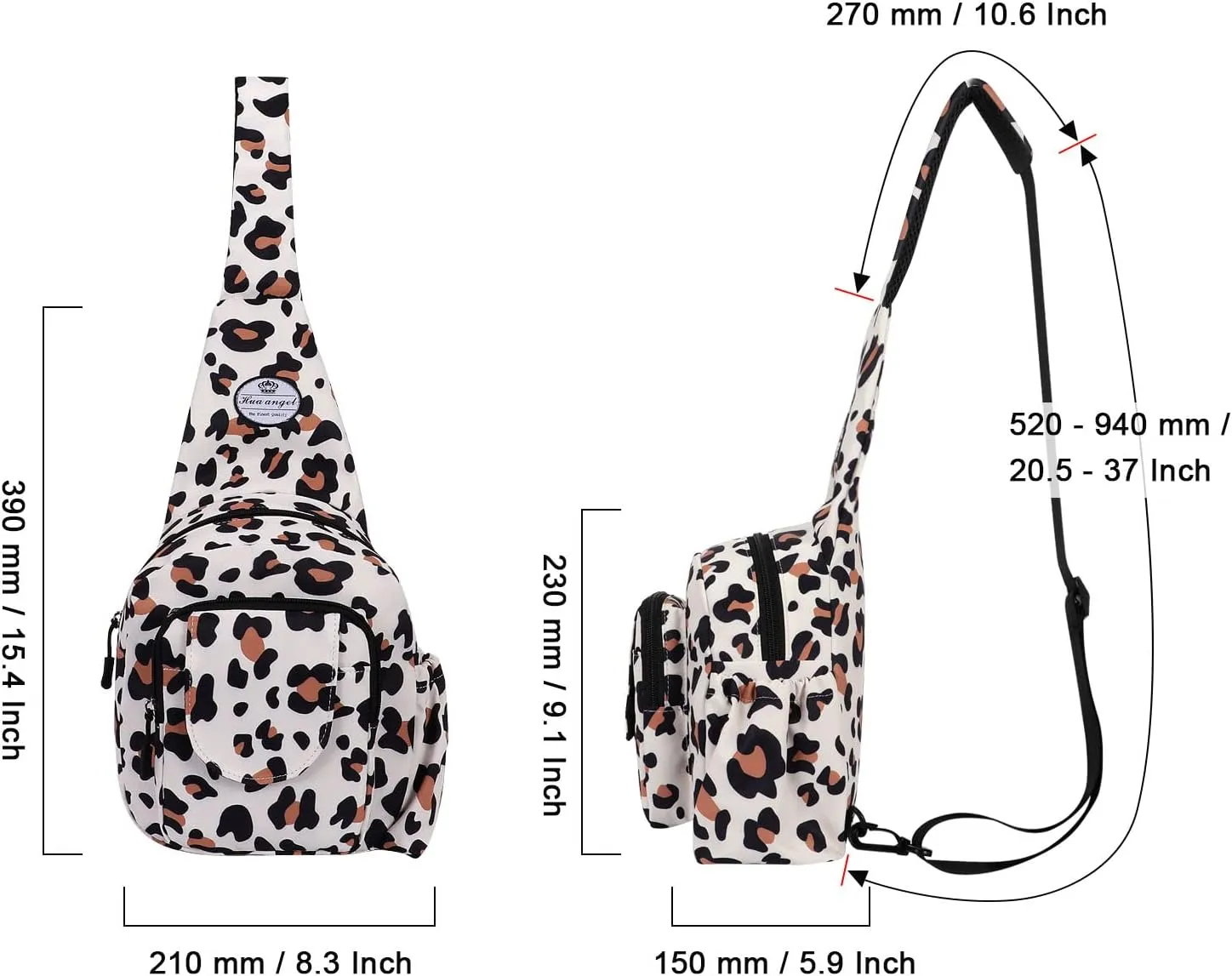 HUA ANGEL Floral Sling Bag, Small Lightweight Crossbody Shoulder Chest Bag for Men & Women Compact Travel Hiking Mini Daypack