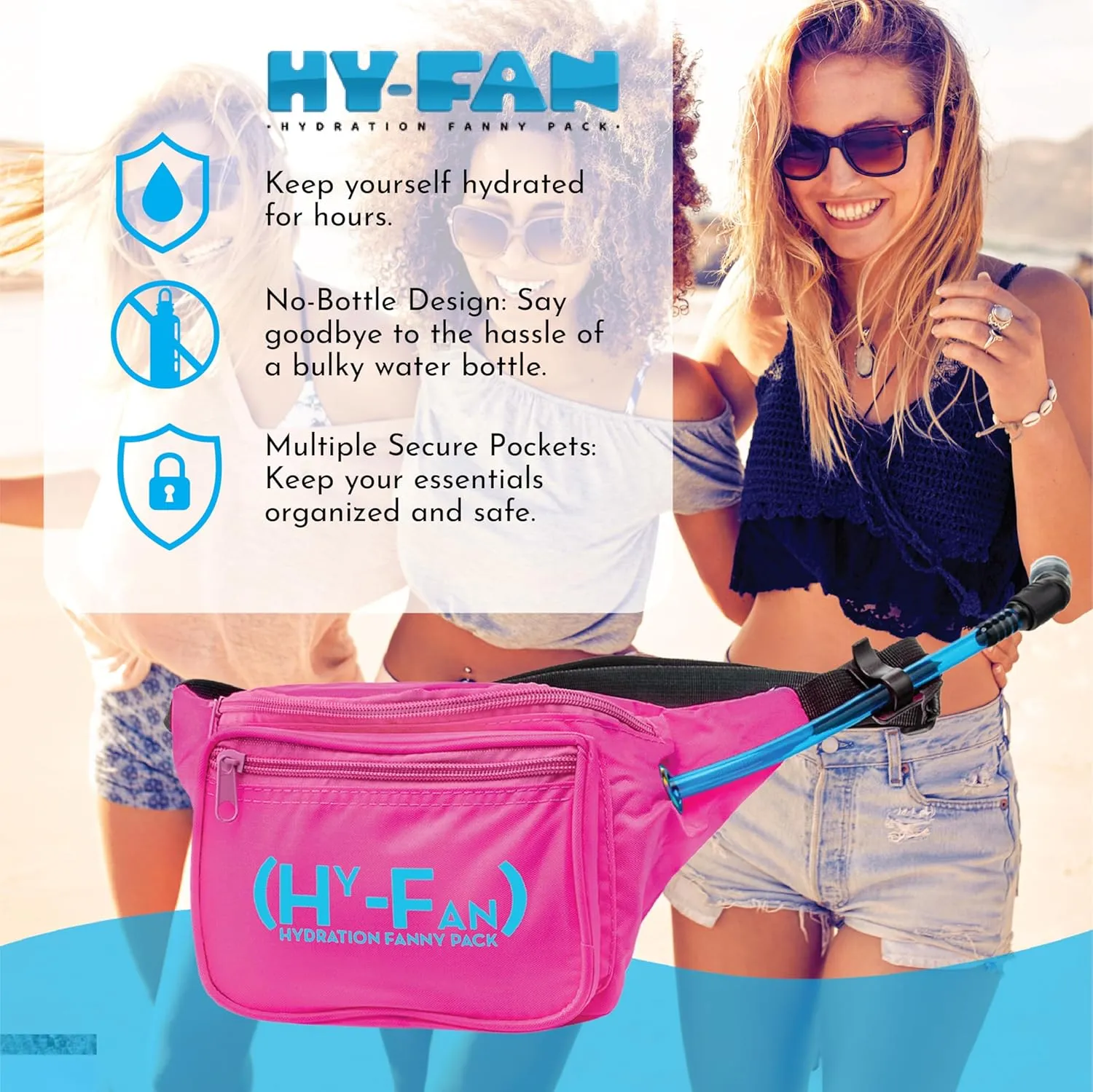 Hydration Fanny Pack with Bladder, 17oz BPA-Free, Hands-Free Design, Secure Pockets, Ideal for Athletic Outdoor Activities, Travel and More - Green
