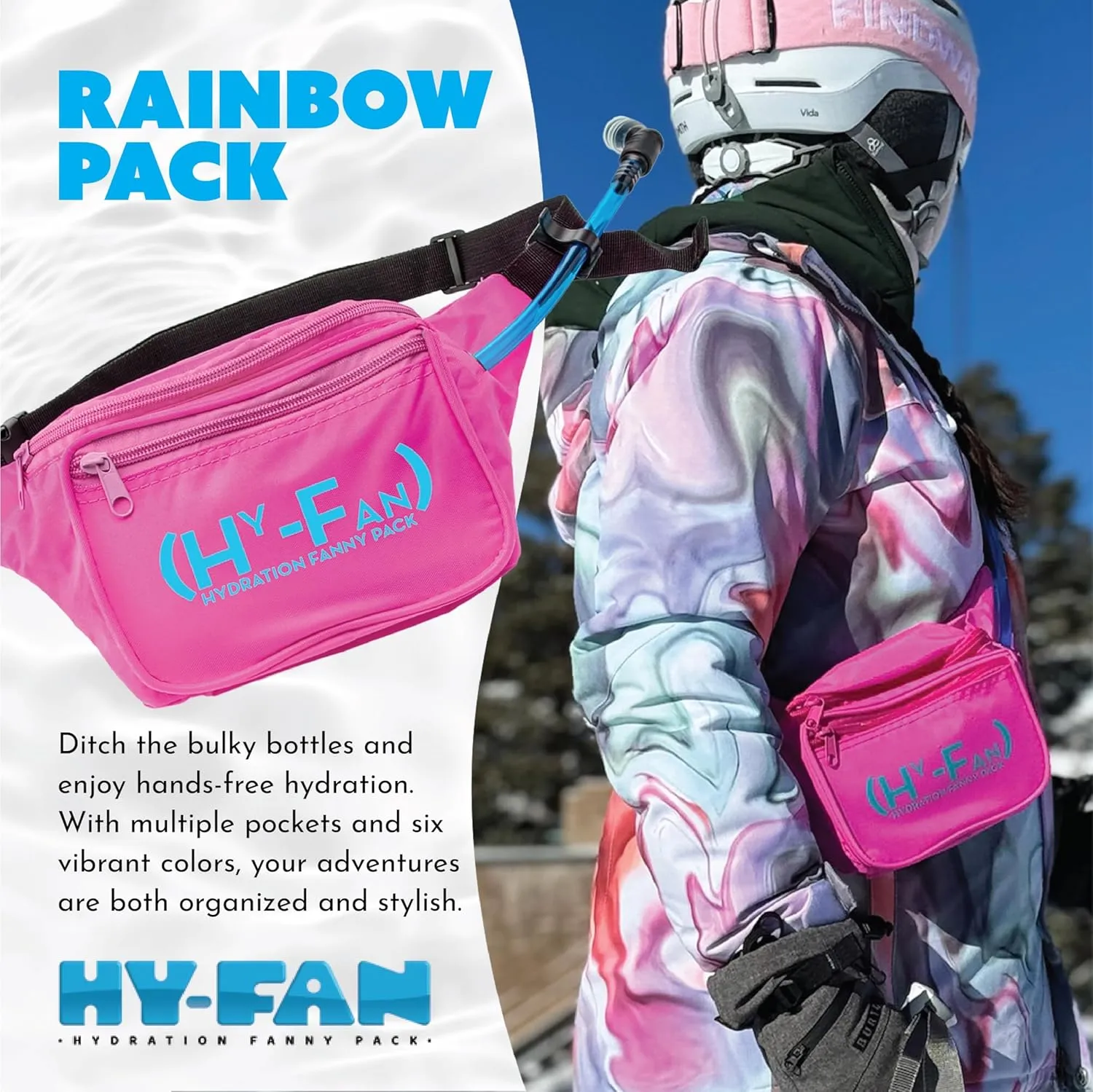 Hydration Fanny Pack with Bladder, 17oz BPA-Free, Hands-Free Design, Secure Pockets, Ideal for Athletic Outdoor Activities, Travel and More - Yellow