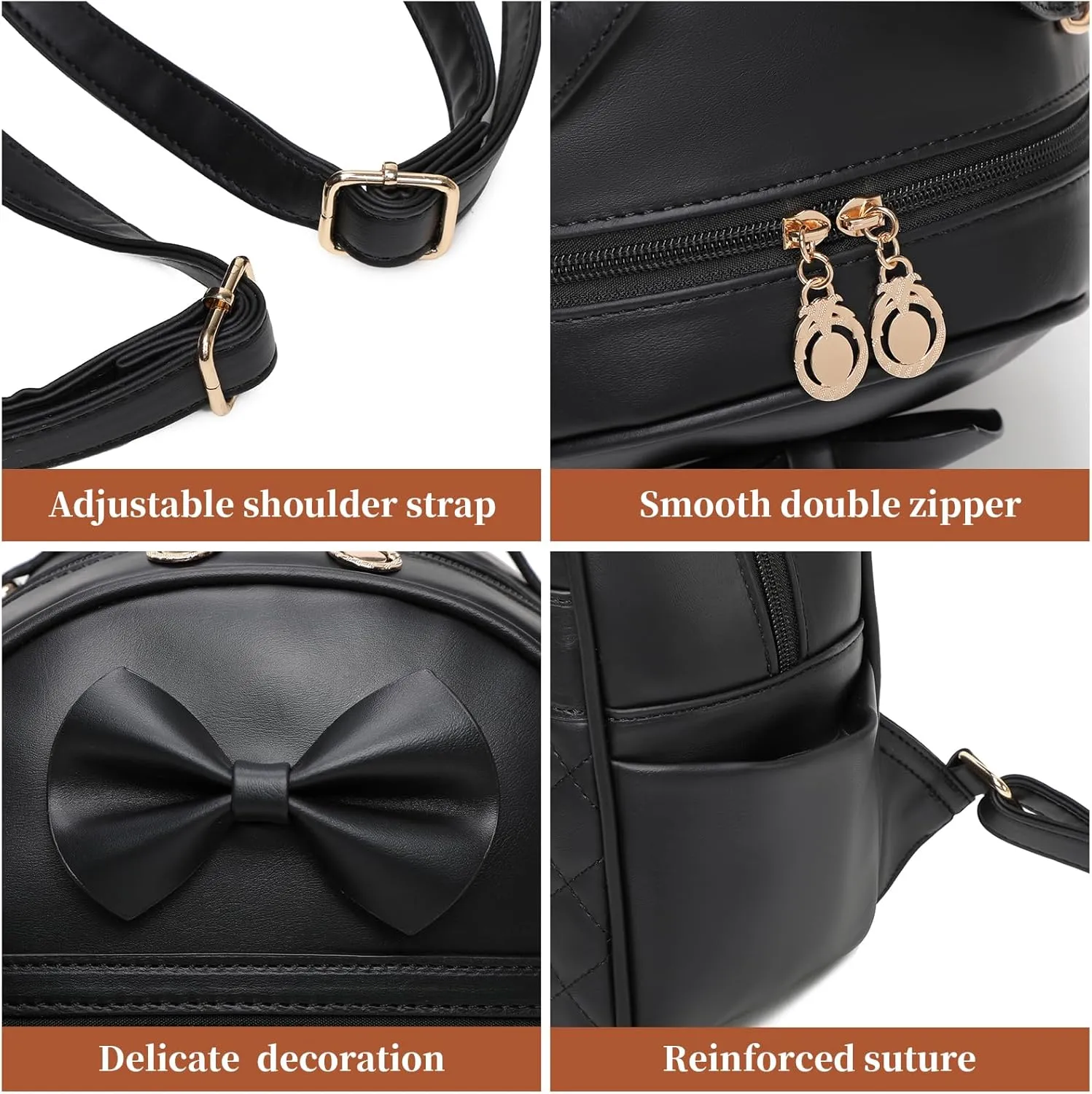 I IHAYNER Cute Little Backpack Purse with Bow Mini Backpack for Girls Teen Vegan Leather Pom Backpack Shoulder Bag for Women Black