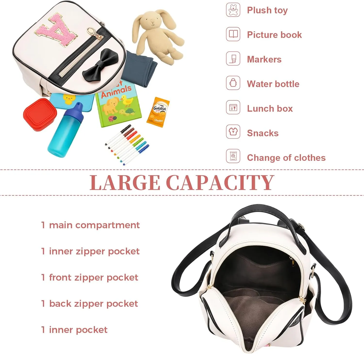 I IHAYNER Girls Bowknot Initial Backpack for Women Cute Mini Backpack for Girls Personalized Teen Girl gifts Trendy Stuff Black-S