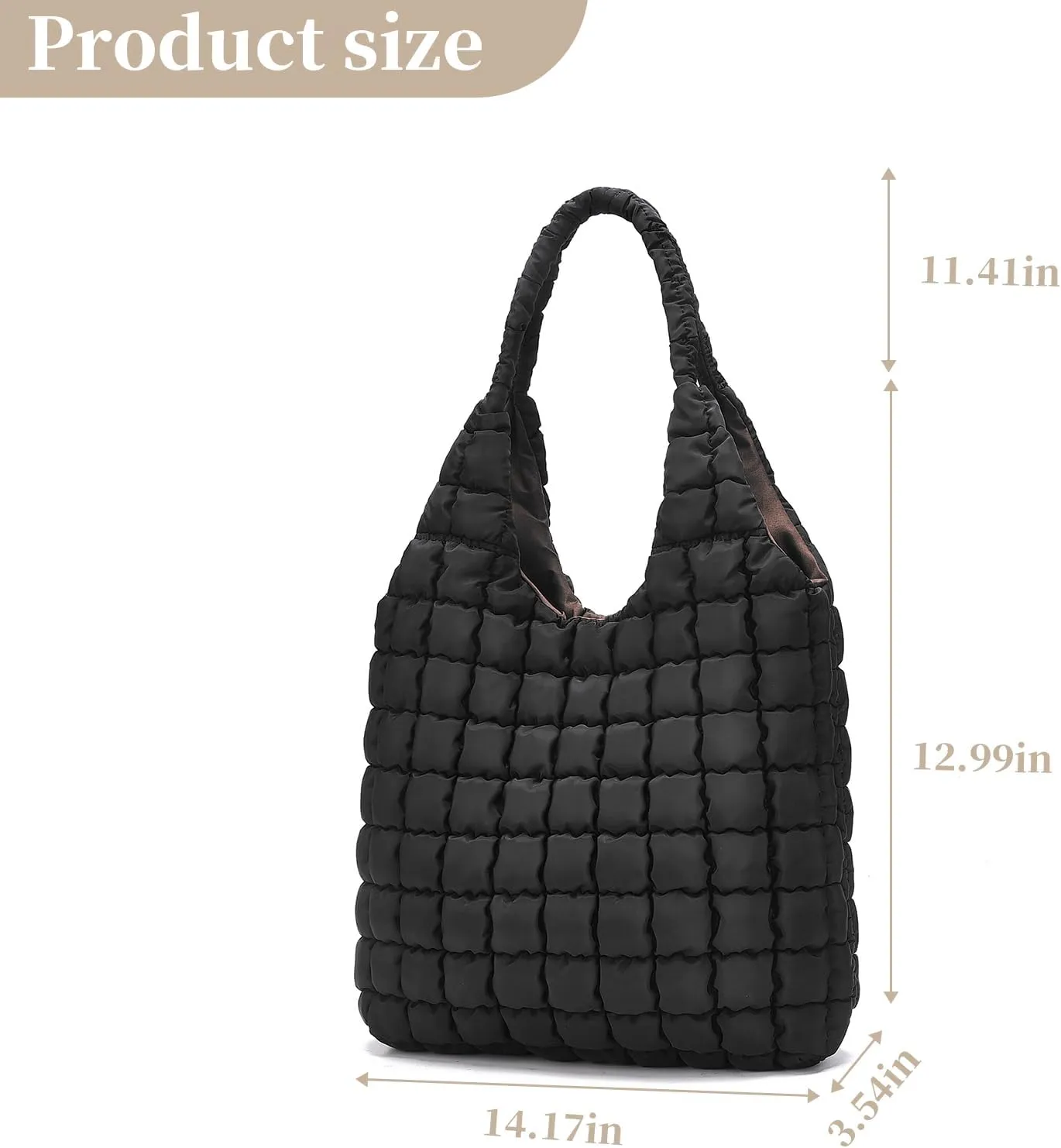 I IHAYNER Quilted Puffer Hobo Bag for Women Large Soft Puffy Shoulder Bag Quilted Carryall Tote Bag Hobo Handbags for Travel