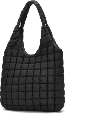 I IHAYNER Quilted Puffer Hobo Bag for Women Large Soft Puffy Shoulder Bag Quilted Carryall Tote Bag Hobo Handbags for Travel