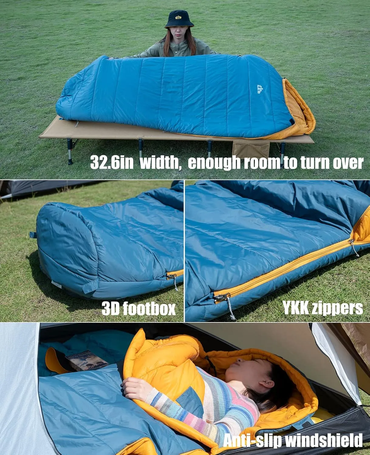 iClimb 3M Thinsulate Insulation Mummy Sleeping Bag with Compression Sack Ultralight Compact Warm Washable for Adults Indoor Outdoor Backpacking Camping Hiking