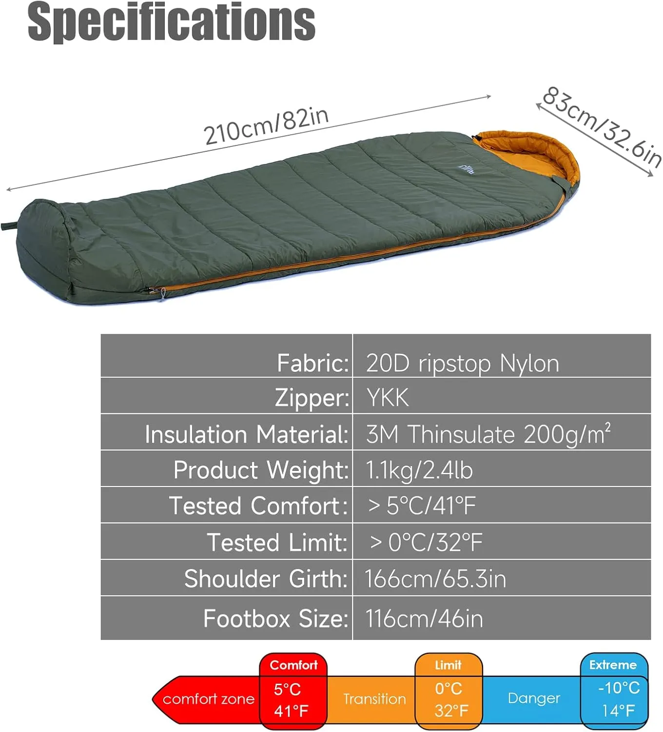 iClimb 3M Thinsulate Insulation Mummy Sleeping Bag with Compression Sack Ultralight Compact Warm Washable for Adults Indoor Outdoor Backpacking Camping Hiking