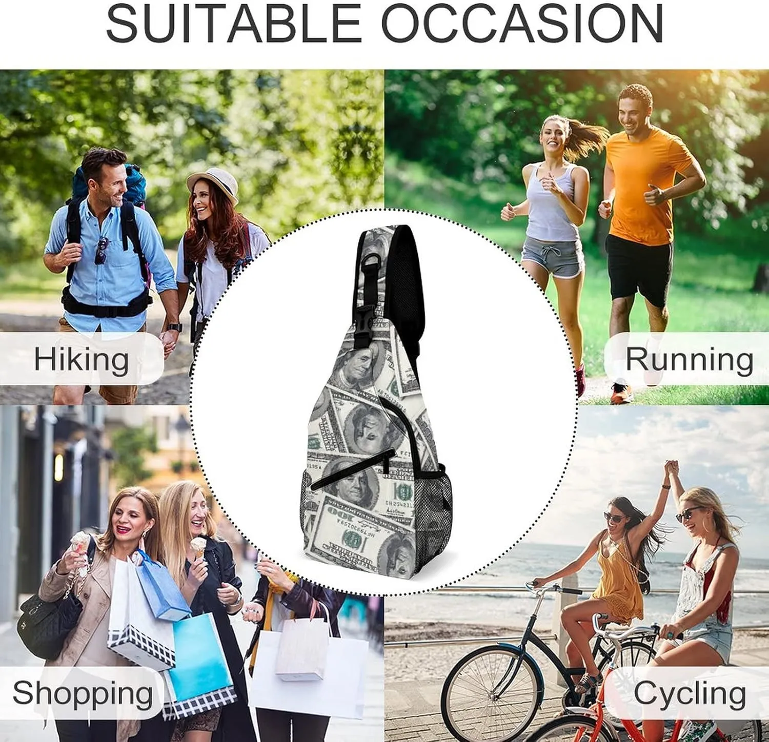 IMPCOKRU Sling Bag for Men Women Crossbody Backpack 1,Lightweight Shoulder Backpack for Causal Sport Travel Hiking.