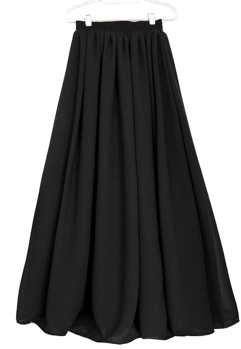 Indian Trendy Women's Chiffon Double Layer Retro Elastic Pleated Maxi Skirt Lady Dress Girl Pleated