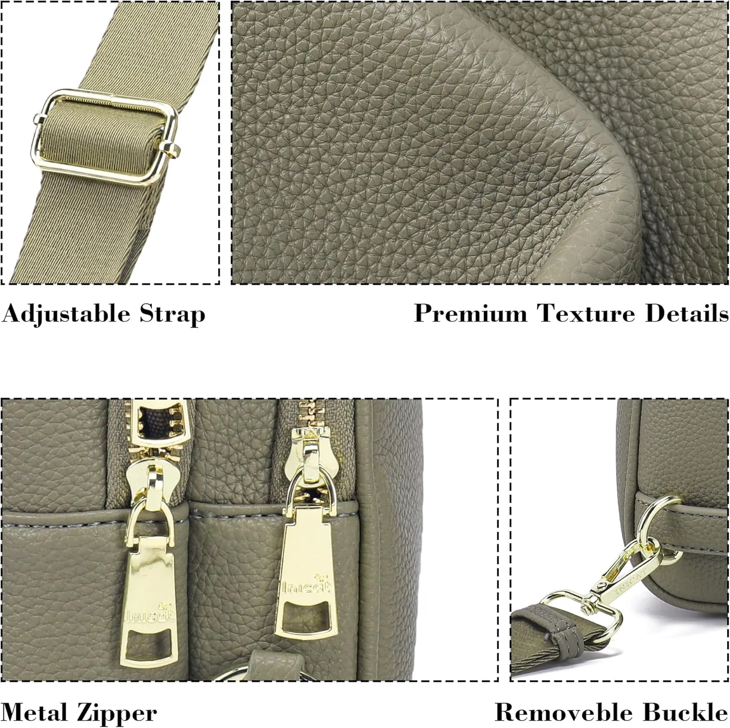 INICAT Crossbody Sling Bags Fanny Packs Leather Purses Chest Bag for Women