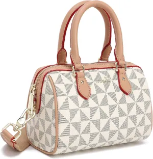 INICAT Mini Purse Small Satchel Top-Handle Handbag Boston Barrel Travel Bags for Women with Detachable Crossbody Strap