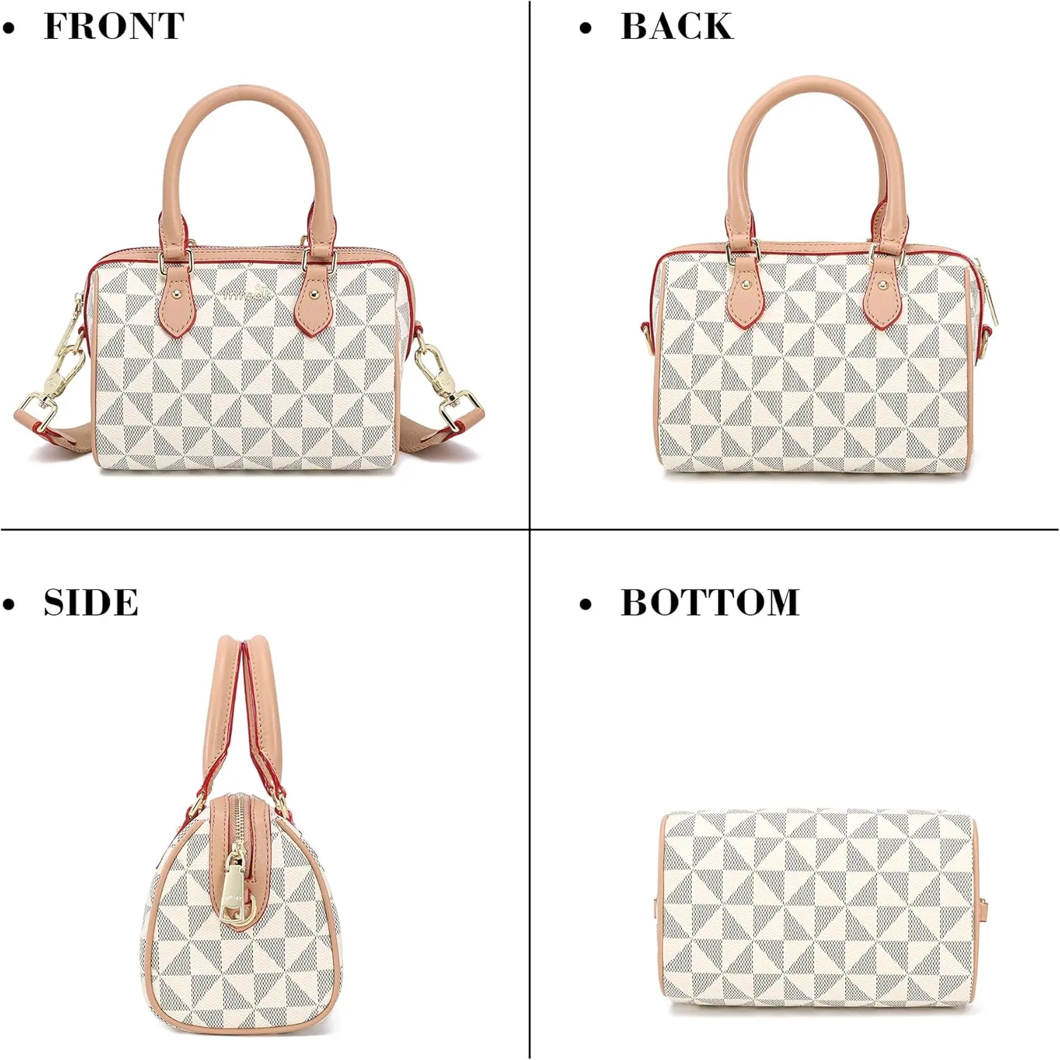 INICAT Mini Purse Small Satchel Top-Handle Handbag Boston Barrel Travel Bags for Women with Detachable Crossbody Strap