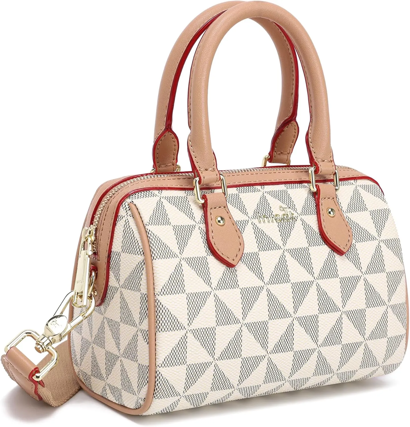 INICAT Mini Purse Small Satchel Top-Handle Handbag Boston Barrel Travel Bags for Women with Detachable Crossbody Strap