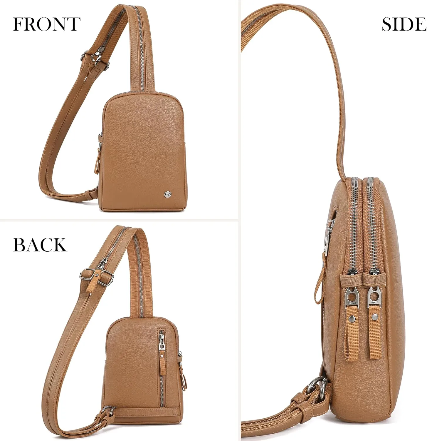 INICAT Travel Small Sling Bag Leather Crossbody Bags for Women Fanny Packs Cross Body Bag for Woman Cross Body Purses