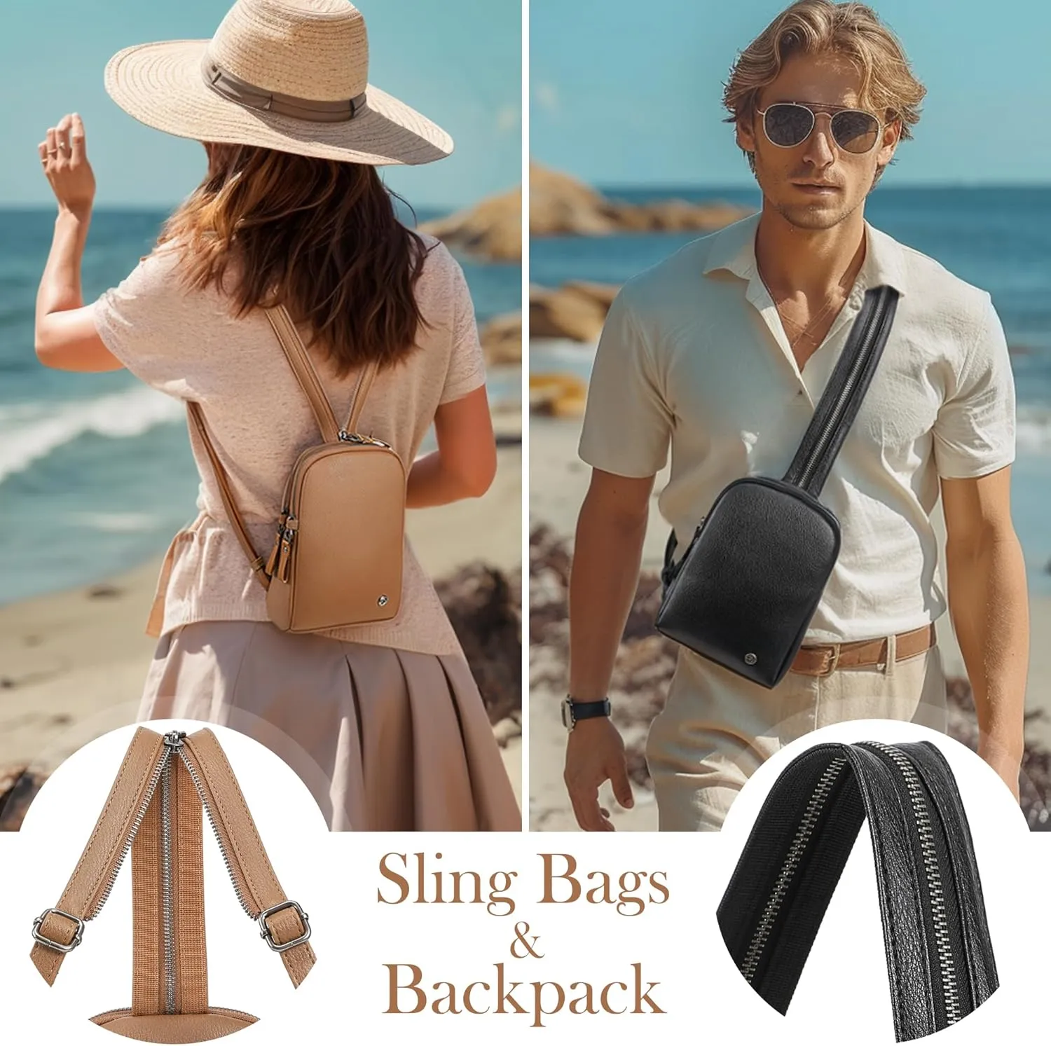 INICAT Travel Small Sling Bag Leather Crossbody Bags for Women Fanny Packs Cross Body Bag for Woman Cross Body Purses
