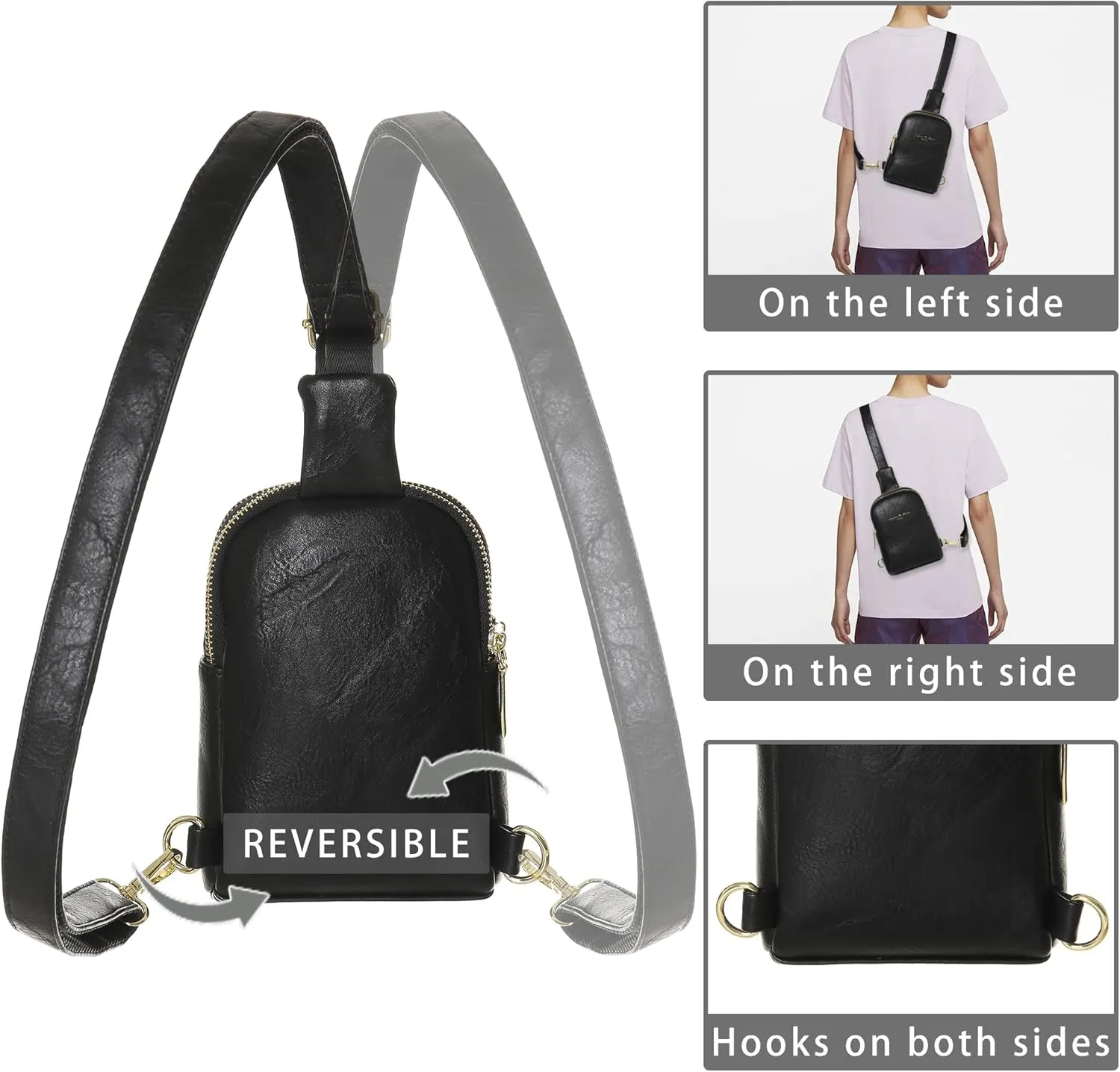 INICAT Travel Small Sling Bag Leather Crossbody Bags for Women Fanny Packs Cross Body Bag for Woman Cross Body Purses