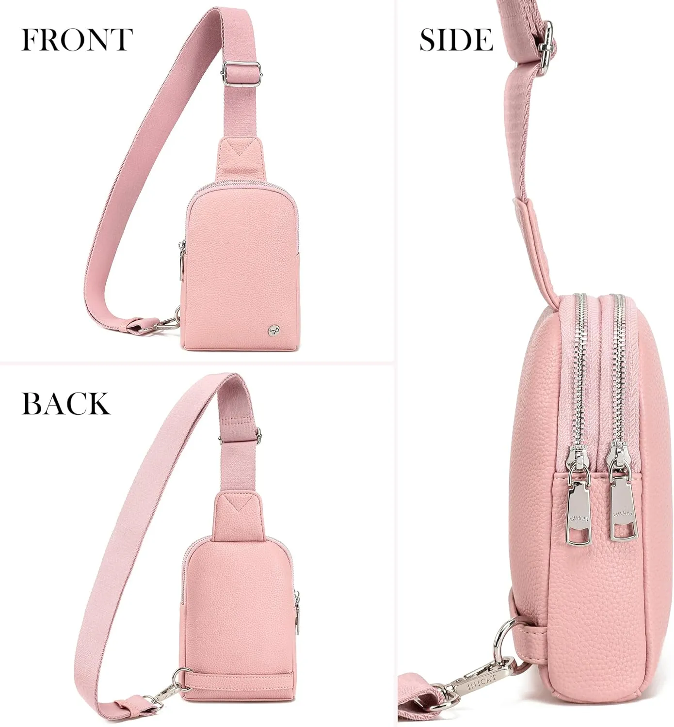 INICAT Travel Small Sling Bag Leather Crossbody Bags for Women Fanny Packs Cross Body Bag for Woman Cross Body Purses