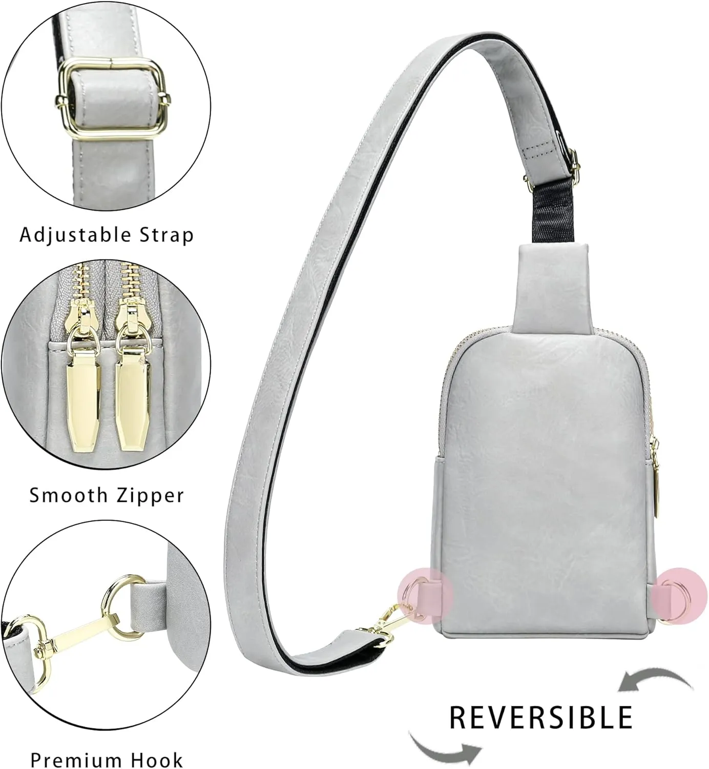 INICAT Travel Small Sling Bag Leather Crossbody Bags for Women Fanny Packs Cross Body Bag for Woman Cross Body Purses