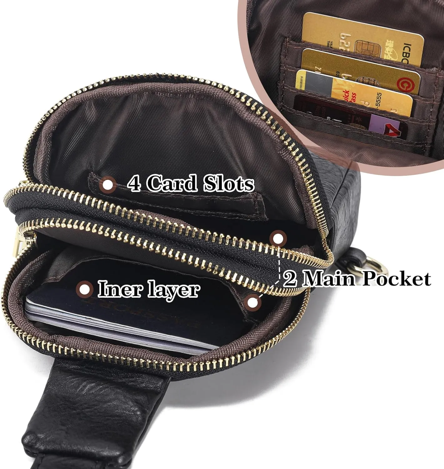 INICAT Travel Small Sling Bag Leather Crossbody Bags for Women Fanny Packs Cross Body Bag for Woman Cross Body Purses