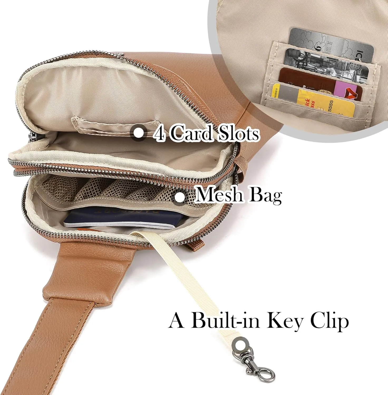 INICAT Travel Small Sling Bag Leather Crossbody Bags for Women Fanny Packs Cross Body Bag for Woman Cross Body Purses