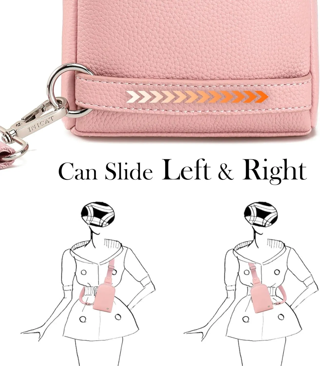 INICAT Travel Small Sling Bag Leather Crossbody Bags for Women Fanny Packs Cross Body Bag for Woman Cross Body Purses