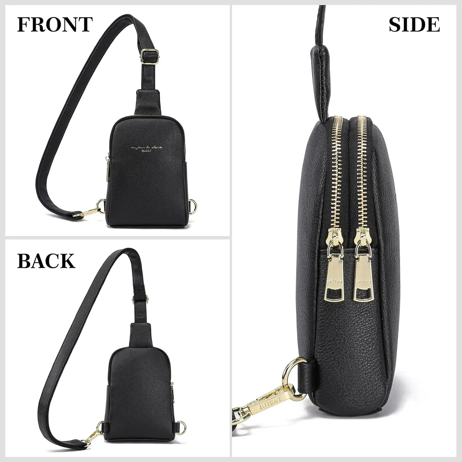 INICAT Travel Small Sling Bag Leather Crossbody Bags for Women Fanny Packs Cross Body Bag for Woman Cross Body Purses