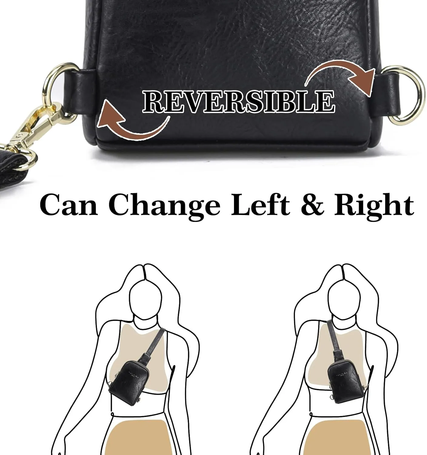 INICAT Travel Small Sling Bag Leather Crossbody Bags for Women Fanny Packs Cross Body Bag for Woman Cross Body Purses