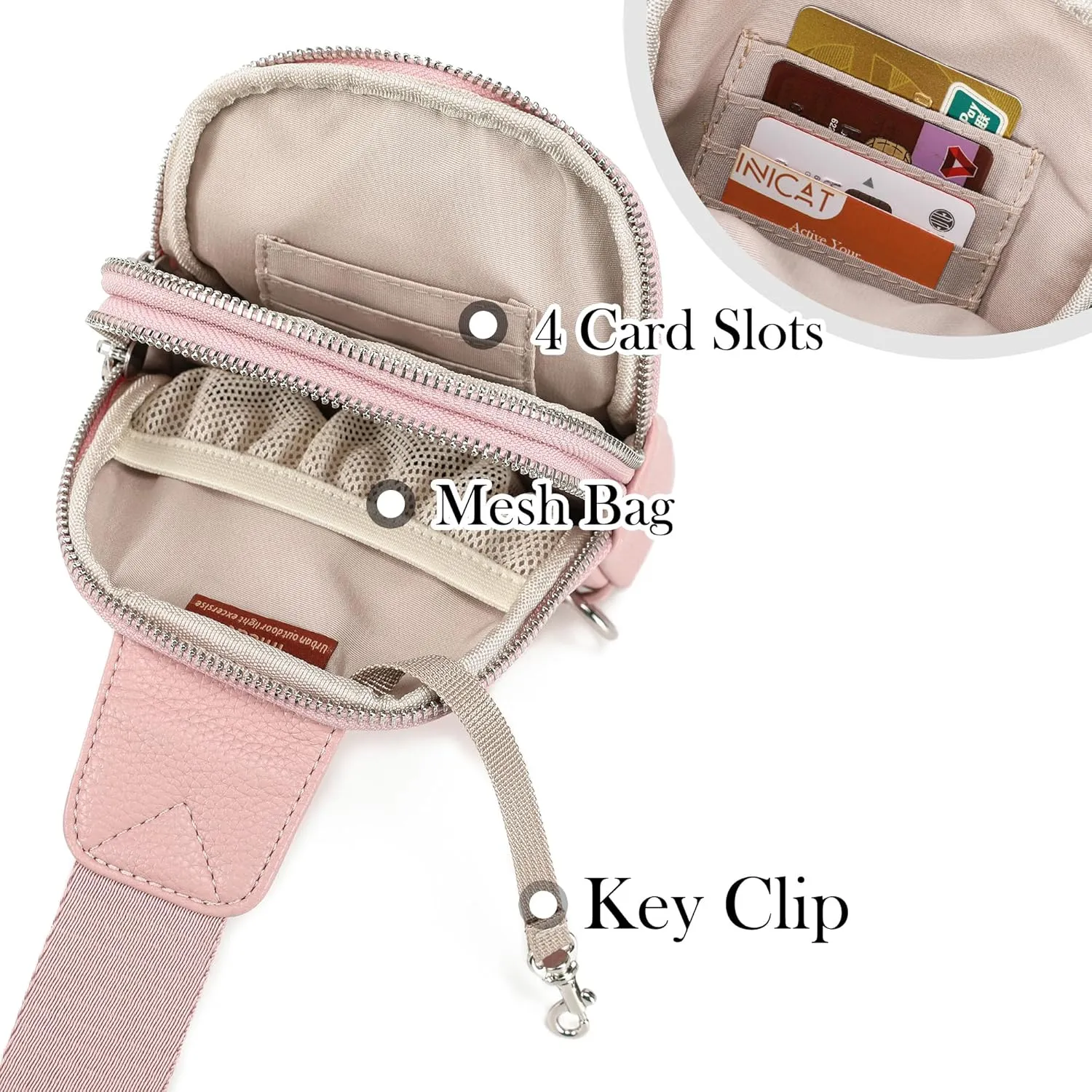INICAT Travel Small Sling Bag Leather Crossbody Bags for Women Fanny Packs Cross Body Bag for Woman Cross Body Purses