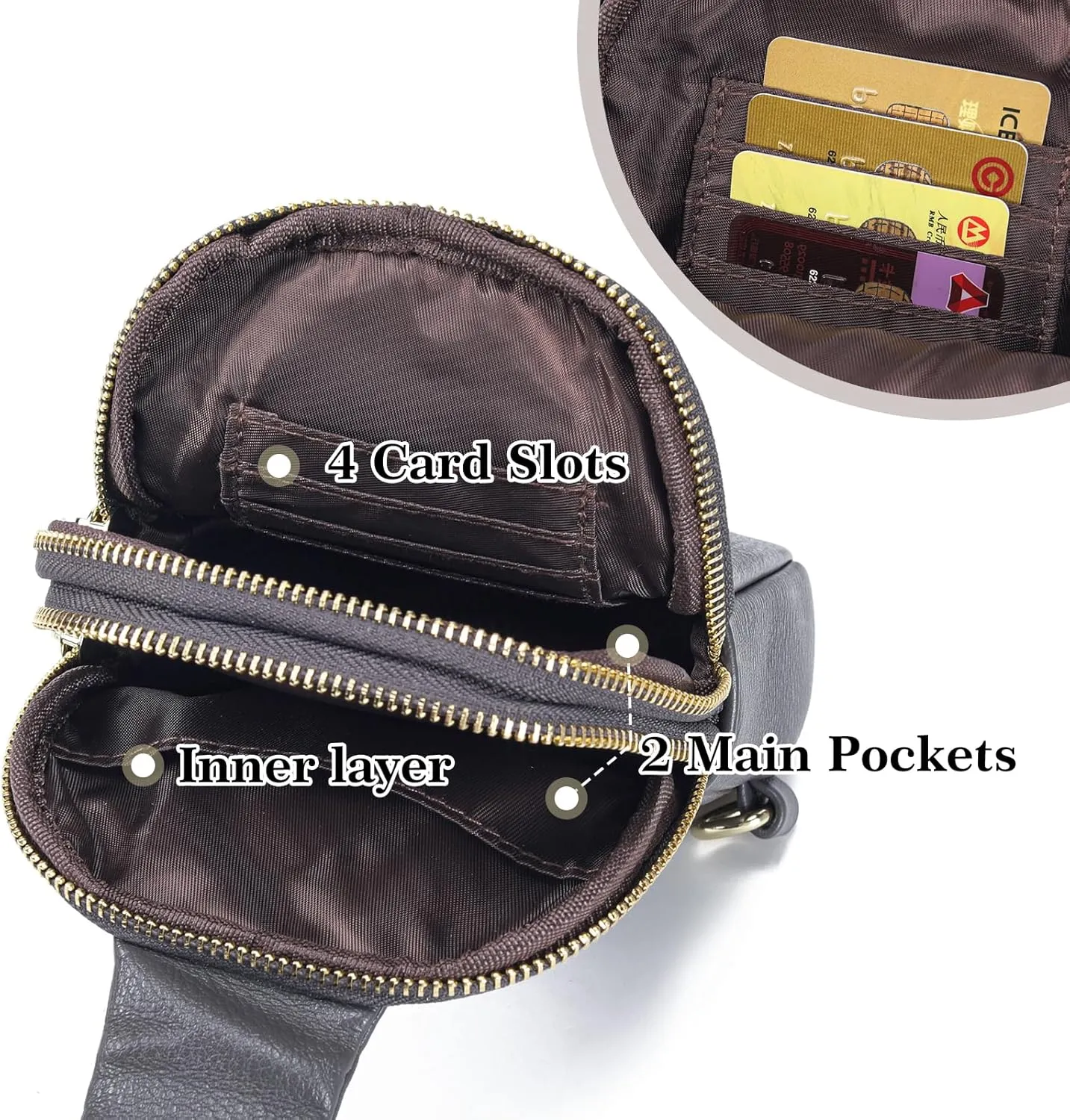INICAT Travel Small Sling Bag Leather Crossbody Bags for Women Fanny Packs Cross Body Bag for Woman Cross Body Purses