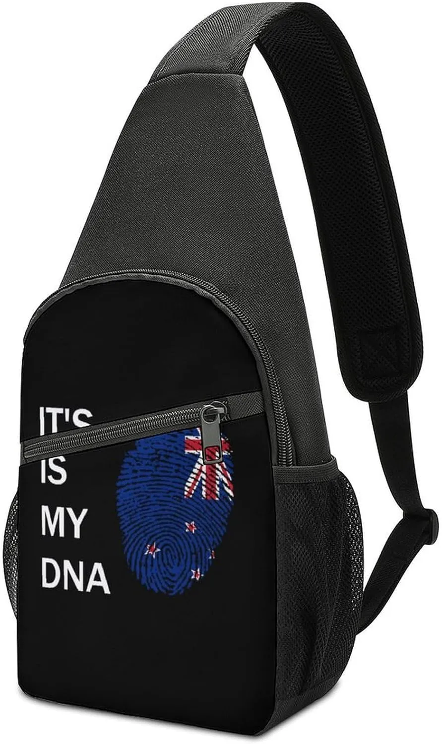 It's Is My DNA New Zealand Chest Bag for Men Small Sling Backpack Crossbody Sling Bags for Outdoors Hiking Traveling
