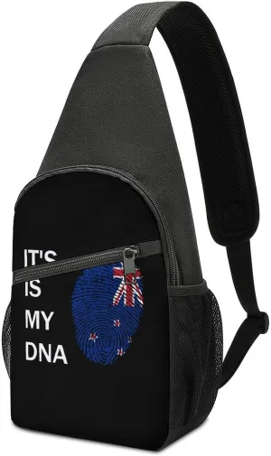 It's Is My DNA New Zealand Chest Bag for Men Small Sling Backpack Crossbody Sling Bags for Outdoors Hiking Traveling