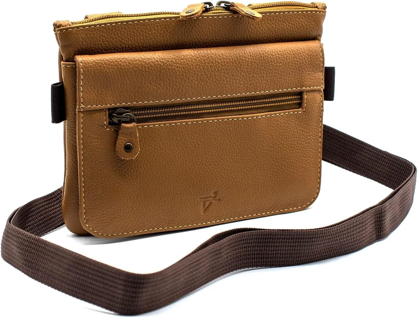 J T C JUZAR TAPAL COLLECTION Leather Waist Bags, Leather Hip waist Belt Bag For Women, Leather Crossbody Bags For Women Clipon Leather Fanny Pack For Women (J152LB-TAN), Medium