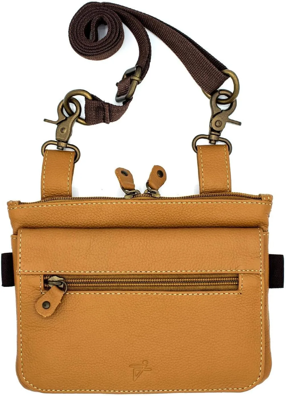 J T C JUZAR TAPAL COLLECTION Leather Waist Bags, Leather Hip waist Belt Bag For Women, Leather Crossbody Bags For Women Clipon Leather Fanny Pack For Women (J152LB-TAN), Medium
