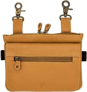 J T C JUZAR TAPAL COLLECTION Leather Waist Bags, Leather Hip waist Belt Bag For Women, Leather Crossbody Bags For Women Clipon Leather Fanny Pack For Women (J152LB-TAN), Medium