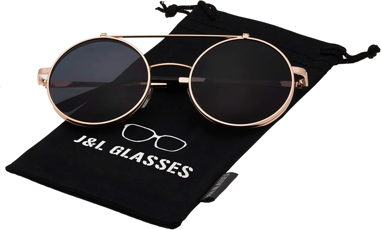 J&L Glasses Retro Flip-Up Round Goggles Steampunk Sunglasses