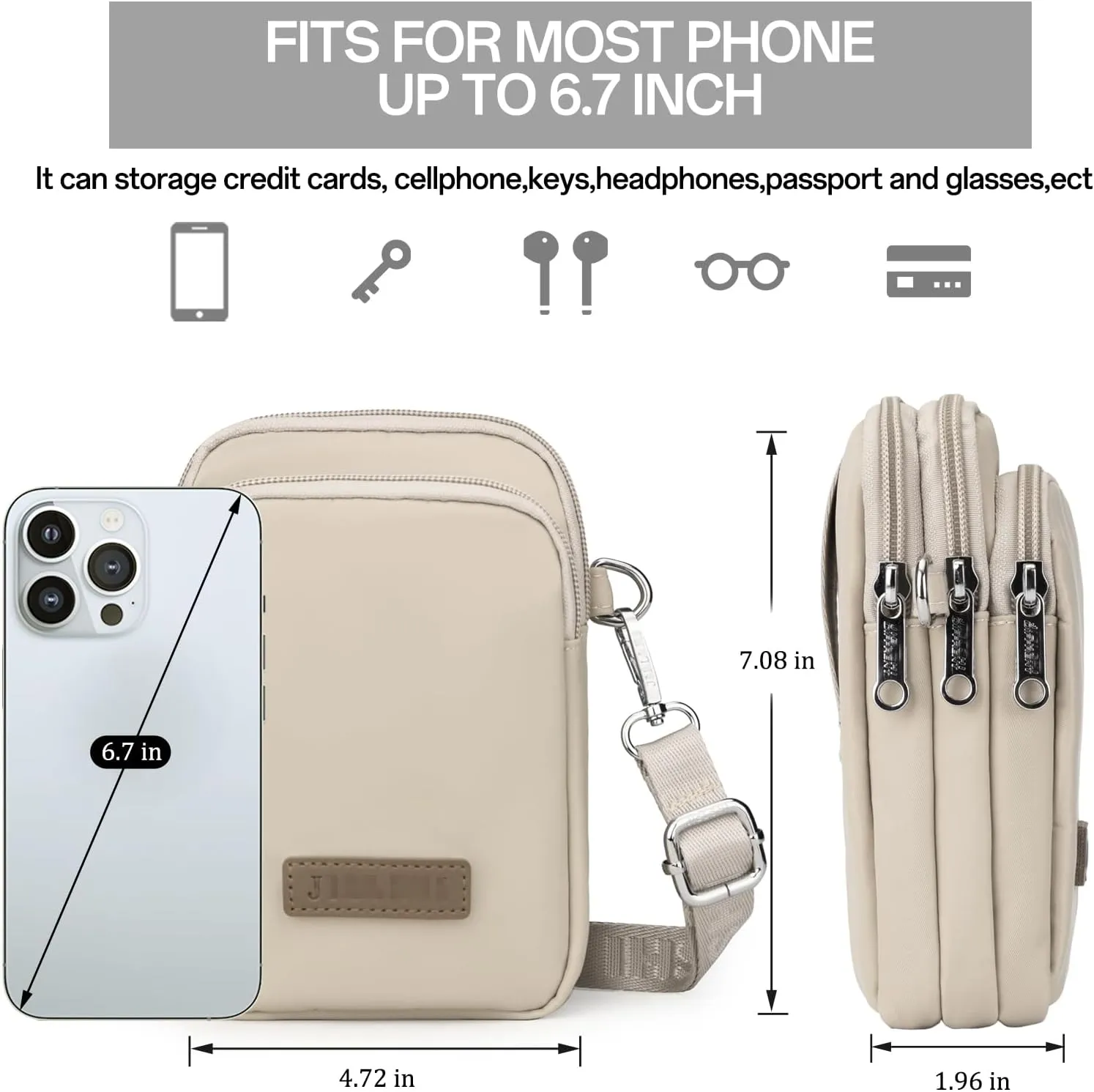 JANKS Small Crossbody Bag for Women Mini Cell Phone Bag Travel Pouch Wallet Purses Adjustable Over Shoulder Strap