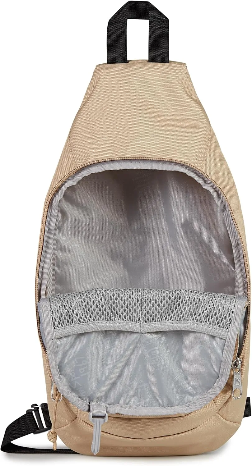 JanSport Move Sling Crossbody Bag – Main Compartment, Zippered Front Pockets, Adjustable Shoulder Strap, Fully Padded Back Panel, Travertine