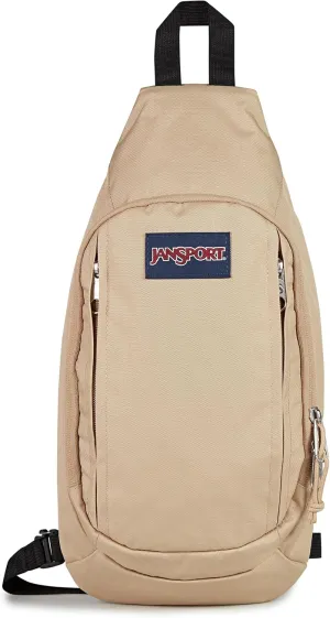 JanSport Move Sling Crossbody Bag – Main Compartment, Zippered Front Pockets, Adjustable Shoulder Strap, Fully Padded Back Panel, Travertine