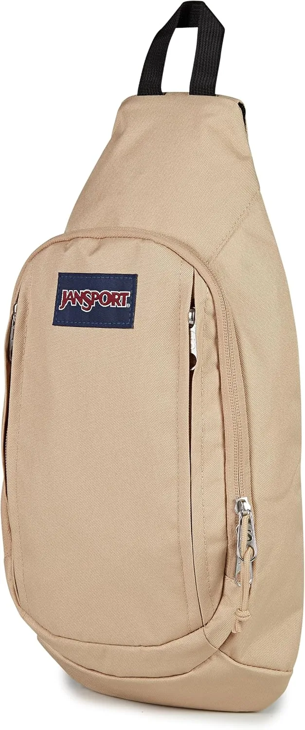 JanSport Move Sling Crossbody Bag – Main Compartment, Zippered Front Pockets, Adjustable Shoulder Strap, Fully Padded Back Panel, Travertine