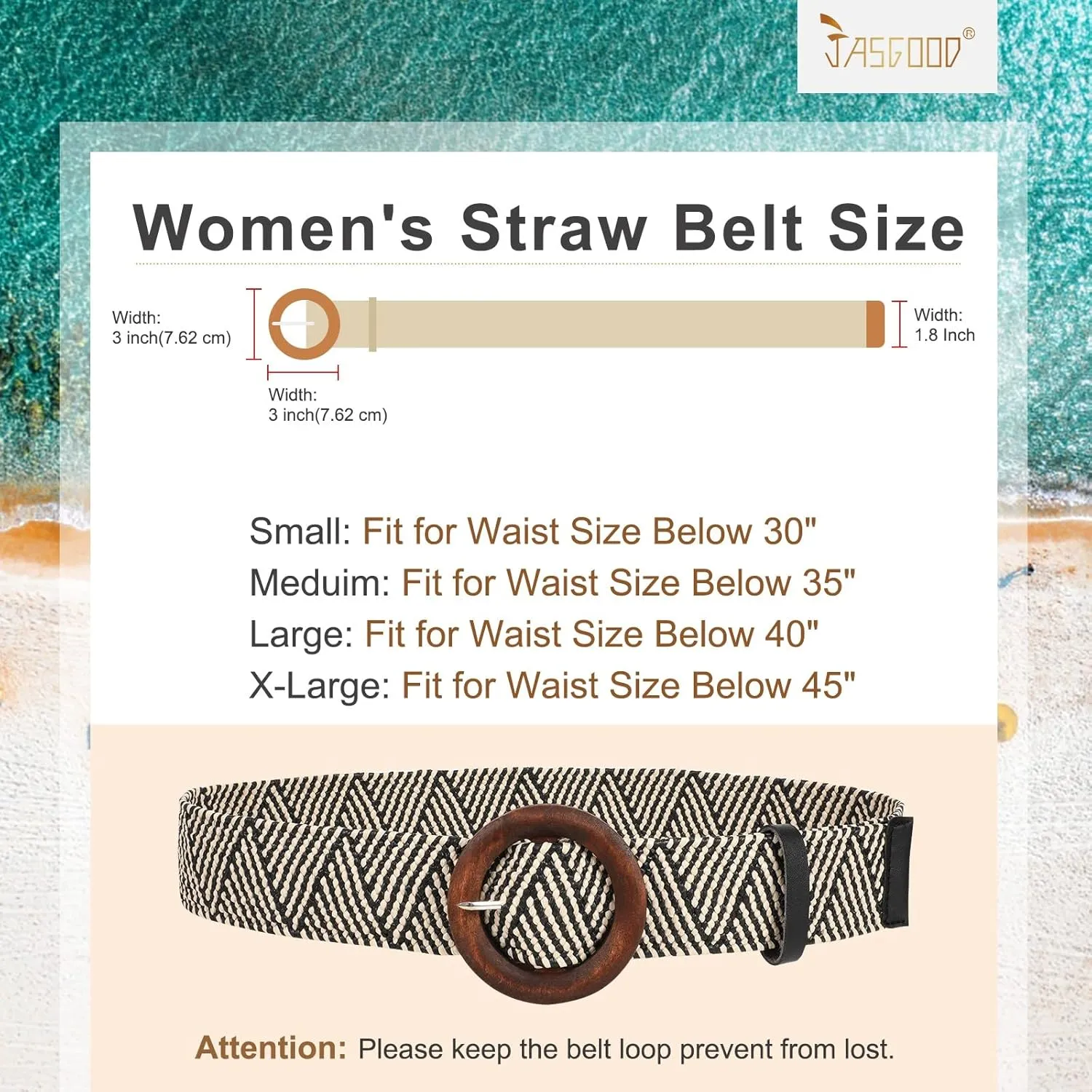 JASGOOD Straw Woven Elastic Stretch Belts Women Raffia Dress Waist Band Boho Ladies Braided Dress Belts
