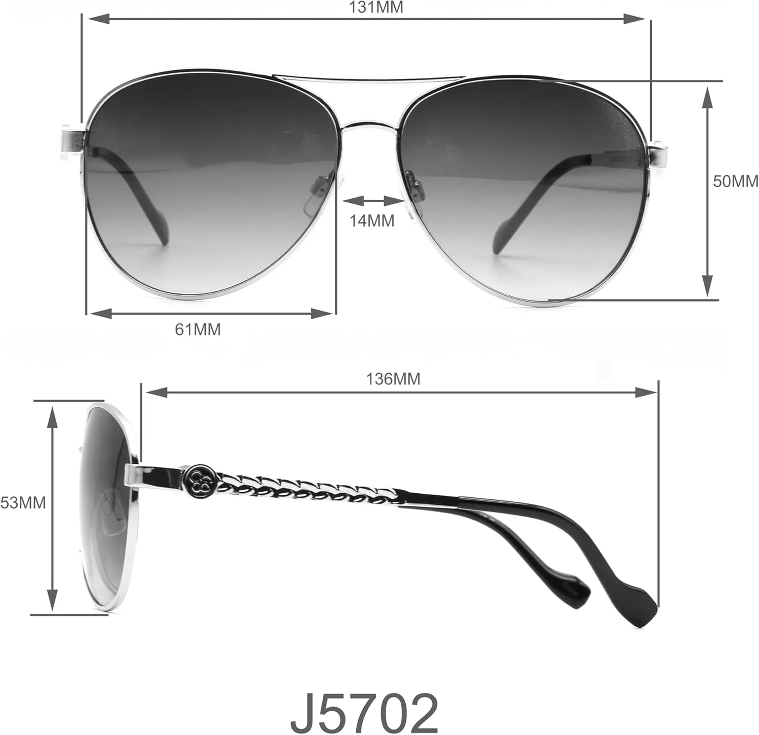 Jessica Simpson Women's J5702 Elegant Metal Aviator Pilot Sunglasses with UV400 Protection