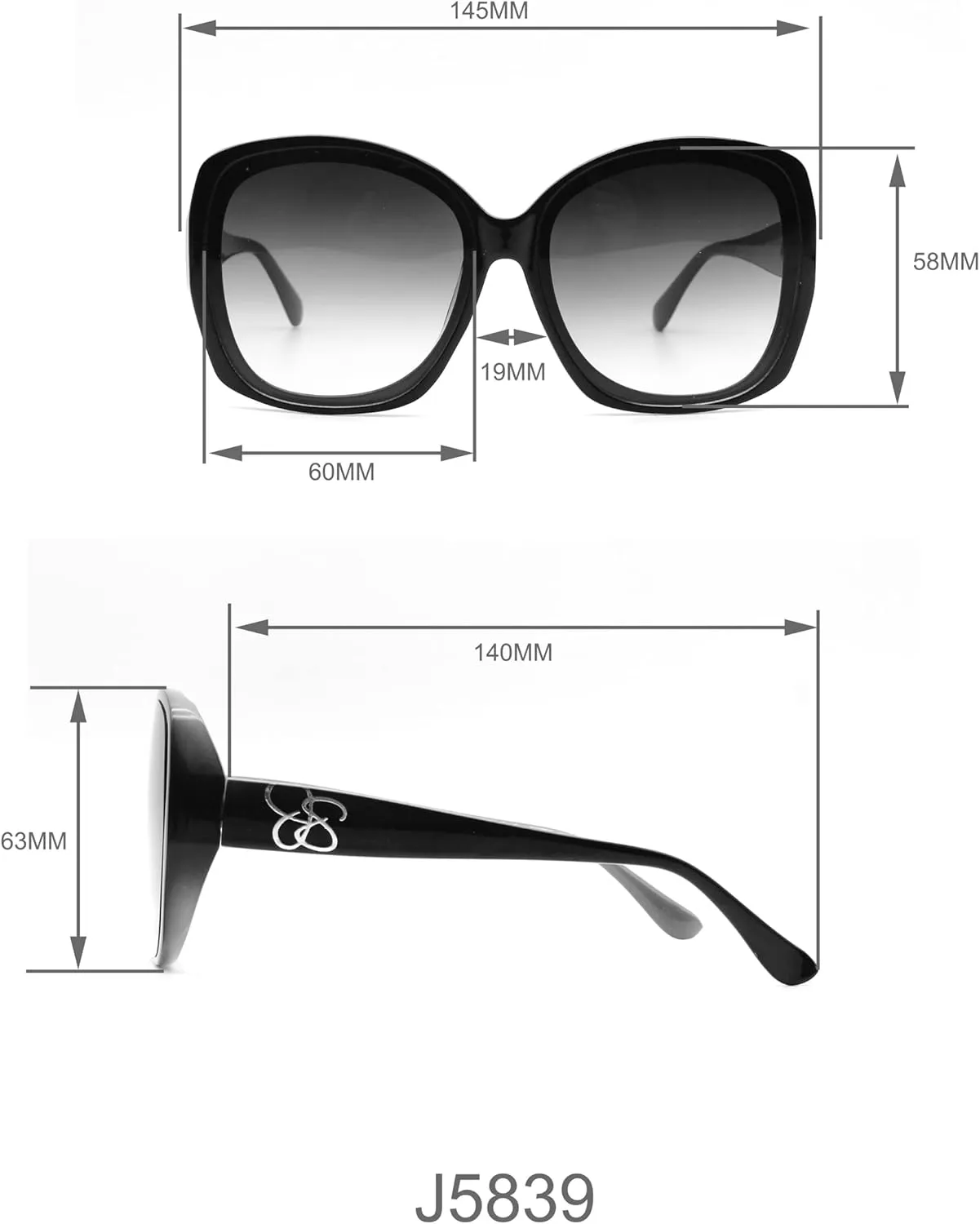 Jessica Simpson Women's J5839 Oversized Butterfly Sunglasses