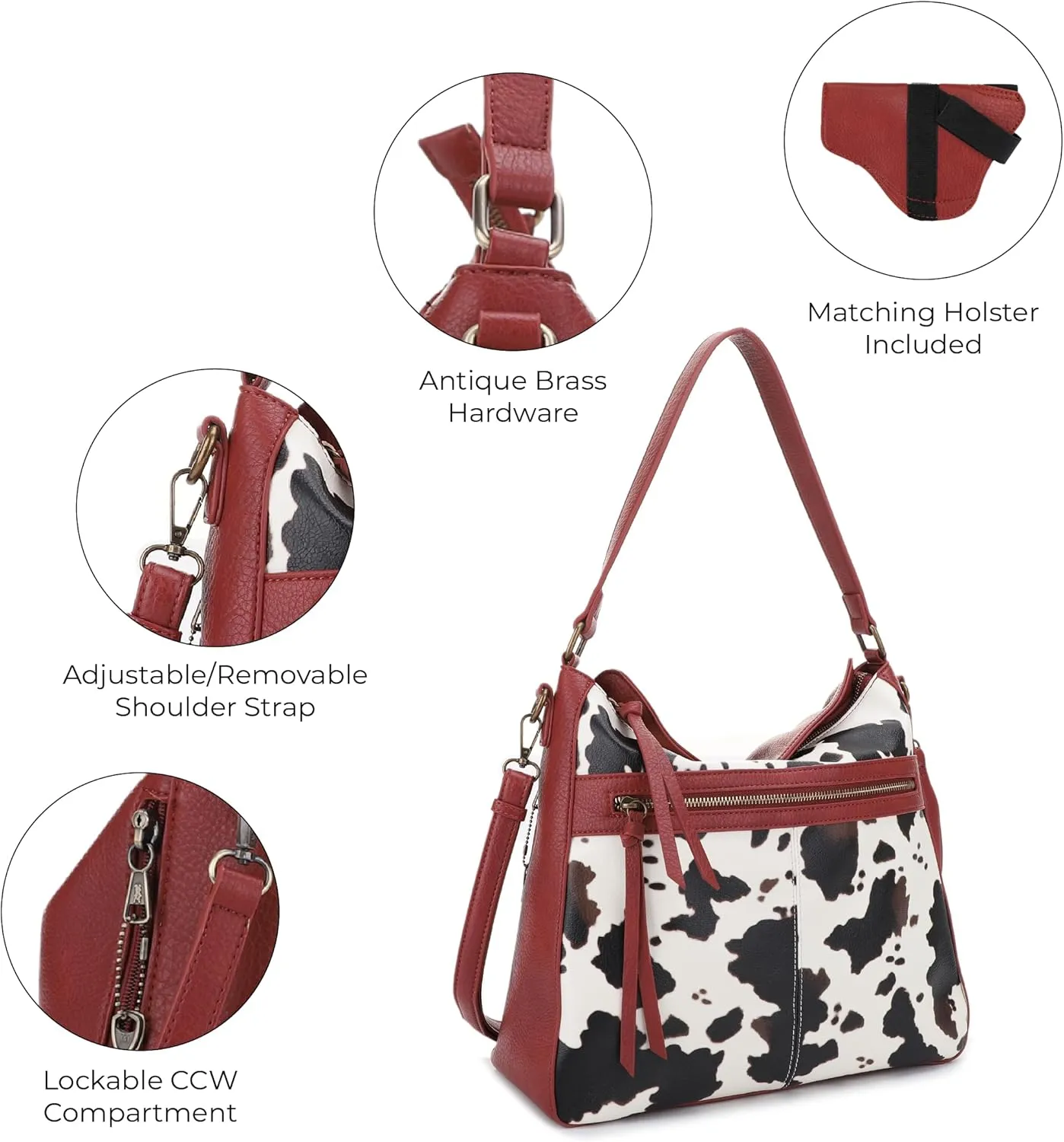 JESSIE & JAMES | Dakota Top Handle Concealed Carry Hobo Purse with Adustable Shoulder Strap