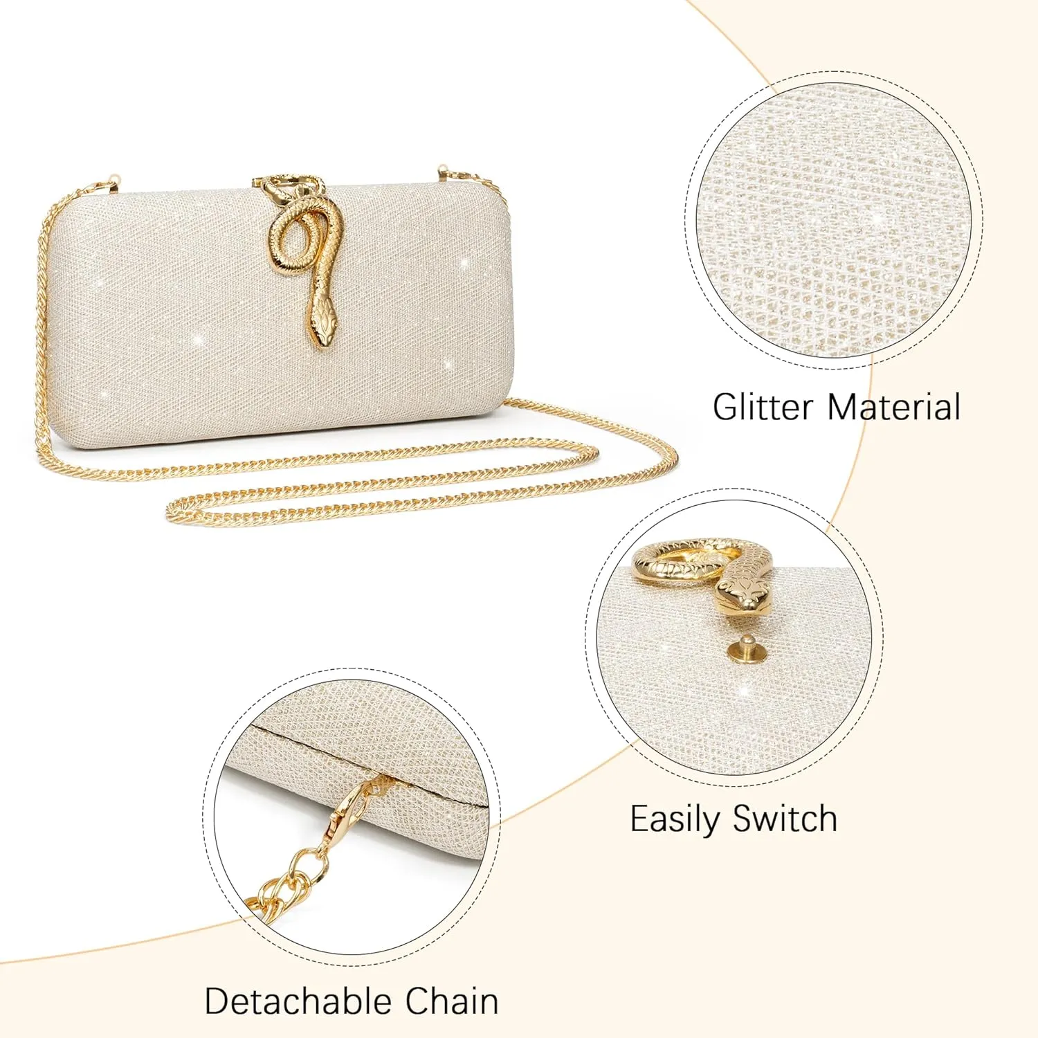 jessie Womens Evening Bags Formal Bridal Wedding Small Clutches Purses Crossbody Prom Cocktail Party Handbags