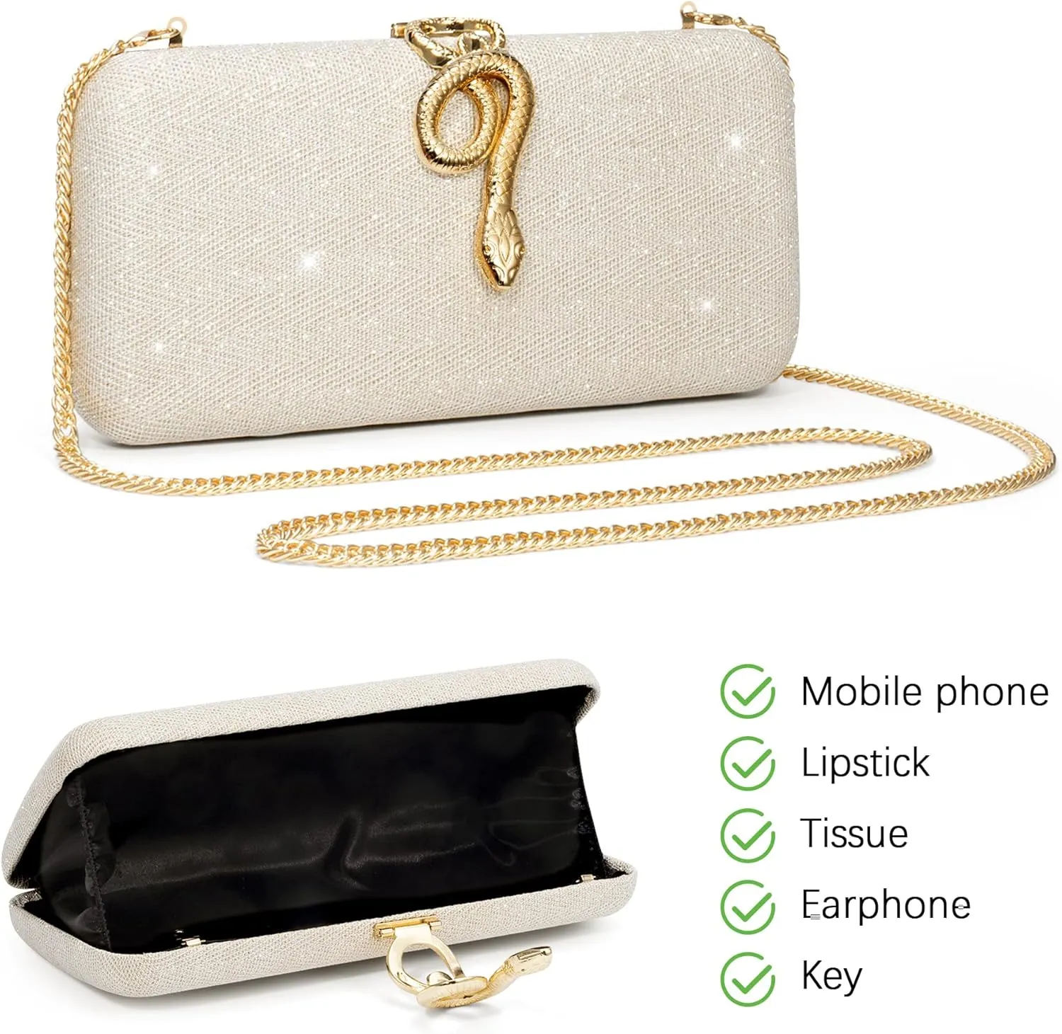 jessie Womens Evening Bags Formal Bridal Wedding Small Clutches Purses Crossbody Prom Cocktail Party Handbags