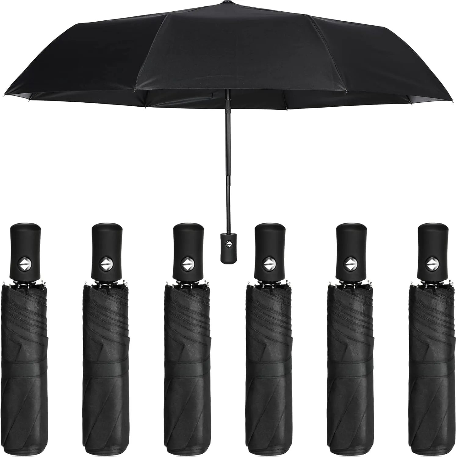 Jexine 6 Pcs Travel Compact Umbrella Automatic Open Close Windproof Small Light Backpack Purse Car Portable Collapsible Umbrella for Rain, Men Women