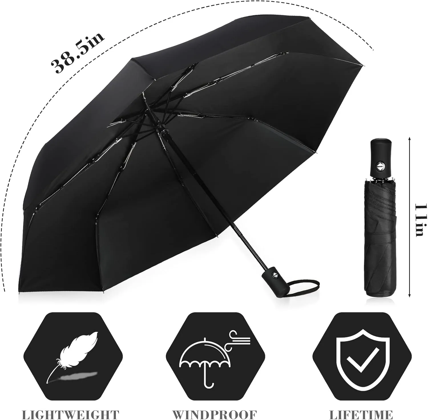 Jexine 6 Pcs Travel Compact Umbrella Automatic Open Close Windproof Small Light Backpack Purse Car Portable Collapsible Umbrella for Rain, Men Women