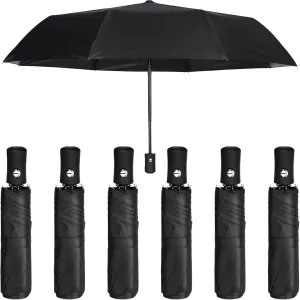 Jexine 6 Pcs Travel Compact Umbrella Automatic Open Close Windproof Small Light Backpack Purse Car Portable Collapsible Umbrella for Rain, Men Women